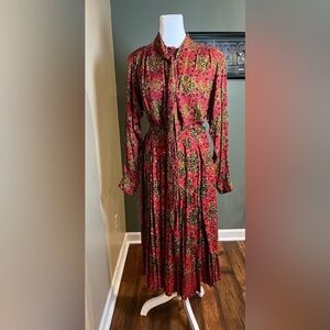 VTG Saks Fifth Avenue Evan Picone Red Paisley 80s Secretary Skirt Set READ